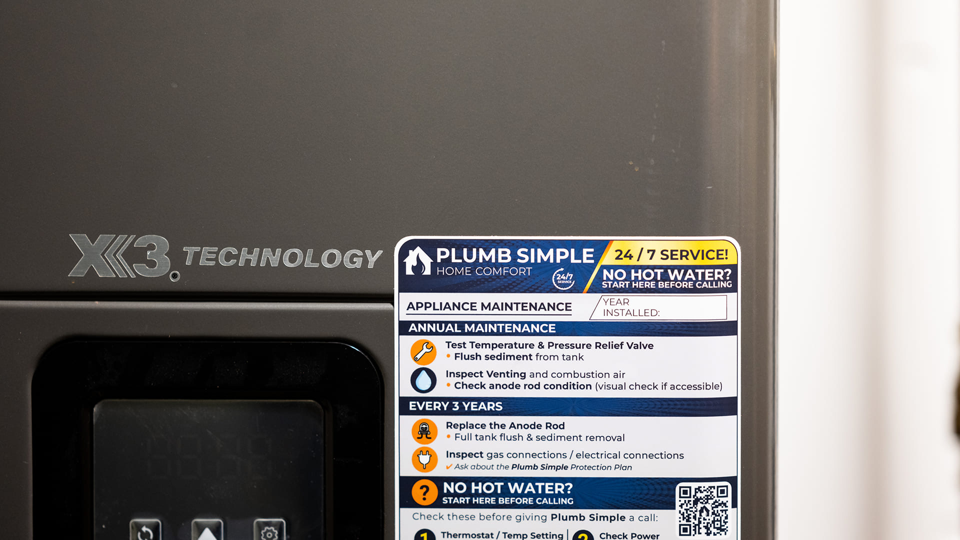 Close Up X3 Technology Water Heater