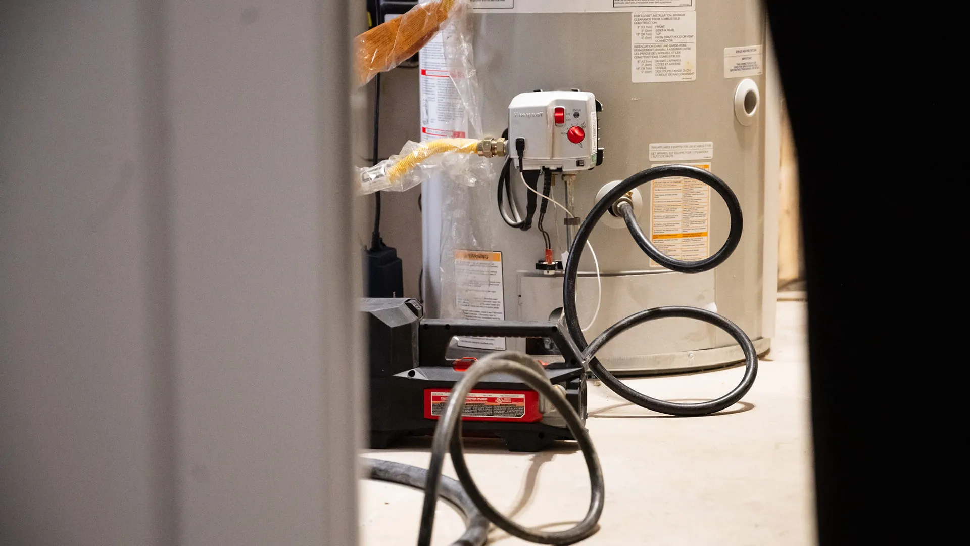 Water-Heater-Gas-Control-Valve-And-Drain-Pump-Setup